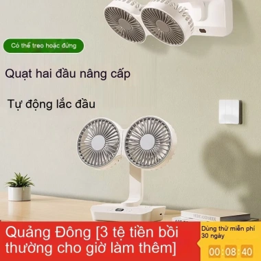 Quạt Hai Đầu Tự Động Lắc Đầu Để Bàn, Sạc Ngoài Trời, Im Lặng - Giá 242.200 VND 2