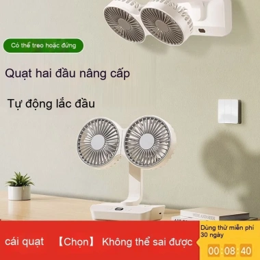 Quạt Hai Đầu Tự Động Lắc Đầu Để Bàn, Sạc Ngoài Trời, Im Lặng - Giá 242.200 VND 3
