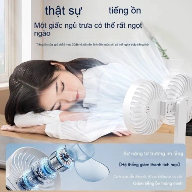Quạt Hai Đầu Tự Động Lắc Đầu Để Bàn, Sạc Ngoài Trời, Im Lặng - Giá 242.200 VND 6
