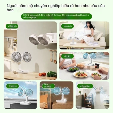 Quạt Hai Đầu Tự Động Lắc Đầu Để Bàn, Sạc Ngoài Trời, Im Lặng - Giá 242.200 VND 8