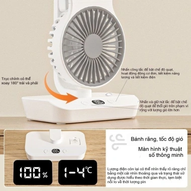 Quạt Hai Đầu Tự Động Lắc Đầu Để Bàn, Sạc Ngoài Trời, Im Lặng - Giá 242.200 VND 9