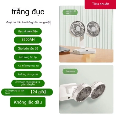 Quạt Hai Đầu Tự Động Lắc Đầu Để Bàn, Sạc Ngoài Trời, Im Lặng - Giá 242.200 VND 15