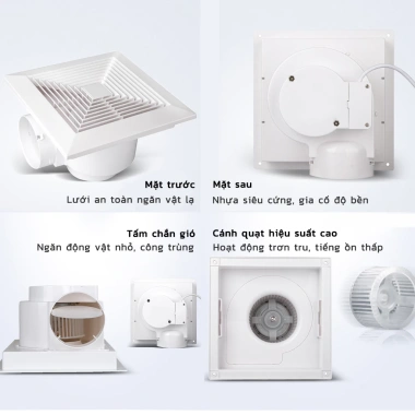 Quạt hút âm trần SUZUME 8-12 inch - Quạt thông gió, hút mùi nhà vệ sinh, tặng 1m ống hút, giảm giá 22%