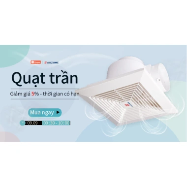 Quạt hút âm trần SUZUME 8-12 inch - Quạt thông gió, hút mùi nhà vệ sinh, tặng 1m ống hút, giảm giá 22%