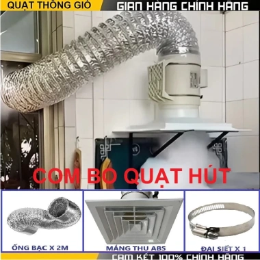 Quạt hút mùi bếp COMBO 1 quạt, máng thu, ống bạc 2m - Giá chỉ 599.000 VND