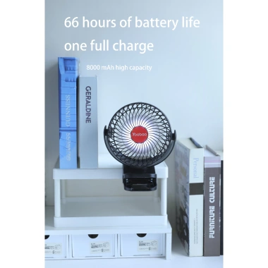 Quạt Kẹp Mini Yoobao F8 3in1 Tích Điện 8.000mAh Đèn LED Dùng 9‑30h Sạc Dự Phòng 5