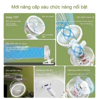 Quạt kẹp USB Xiaoyan yên tĩnh - Đèn ngủ, dùng bàn, pin lâu, chỉ 116.200 VND 2 Quạt kẹp USB Xiaoyan yên tĩnh - Đèn ngủ, dùng bàn, pin lâu, chỉ 116.200 VND 2