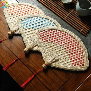Quạt lá cọ truyền thống cầm tay, tự nhiên chống muỗi mùa hè, rơm dệt thủ công
