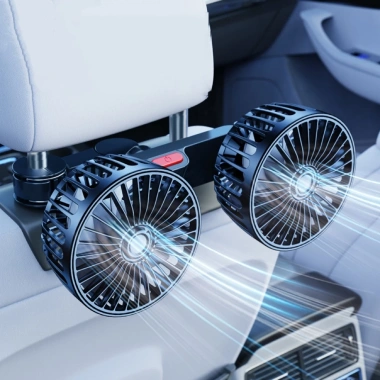 Quạt làm mát 2 đầu gắn ghế sau ô tô Xoay 360 độ, công suất lớn, bảo hành 12 tháng