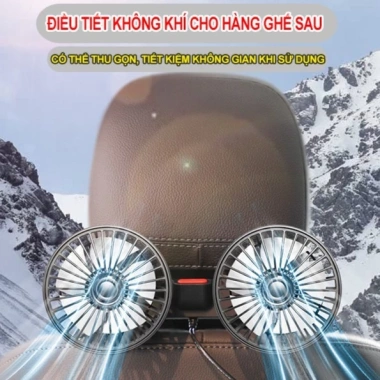 Quạt làm mát 2 đầu gắn ghế sau ô tô Xoay 360 độ, công suất lớn, bảo hành 12 tháng 4 Quạt làm mát 2 đầu gắn ghế sau ô tô Xoay 360 độ, công suất lớn, bảo hành 12 tháng 4