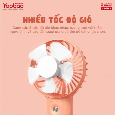 Quạt mini cầm tay Yoobao F3 3.000/6.000mAh - Pin bền 26h, bảo hành 12 tháng, giá 199k