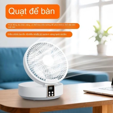 Quạt mini để bàn và treo tường, dao động mạnh, pin lâu dài, điều khiển từ xa, phù hợp ký túc xá - Giá 360.500 VND Quạt mini để bàn và treo tường, dao động mạnh, pin lâu dài, điều khiển từ xa, phù hợp ký túc xá - Giá 360.500 VND