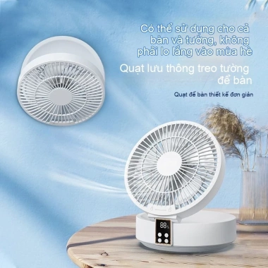Quạt mini để bàn và treo tường, dao động mạnh, pin lâu dài, điều khiển từ xa, phù hợp ký túc xá - Giá 360.500 VND 2 Quạt mini để bàn và treo tường, dao động mạnh, pin lâu dài, điều khiển từ xa, phù hợp ký túc xá - Giá 360.500 VND 2