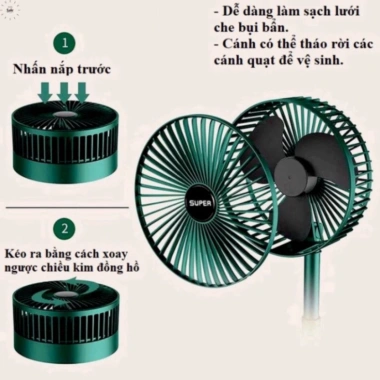 Quạt mini tích điện gấp gọn 3 cấp gió, siêu bền, sạc USB, giá 80.000đ