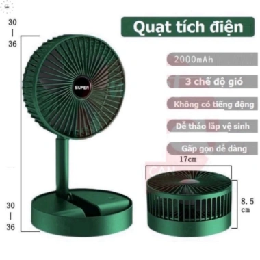 Quạt mini tích điện gấp gọn 3 cấp gió, siêu bền, sạc USB, giá 80.000đ