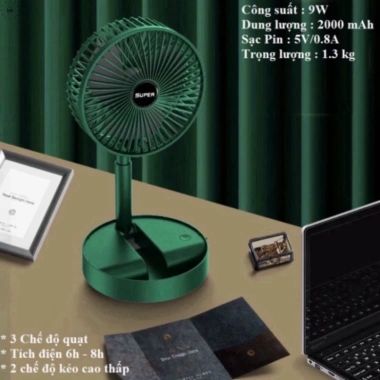 Quạt mini tích điện gấp gọn 3 cấp gió, siêu bền, sạc USB, giá 80.000đ