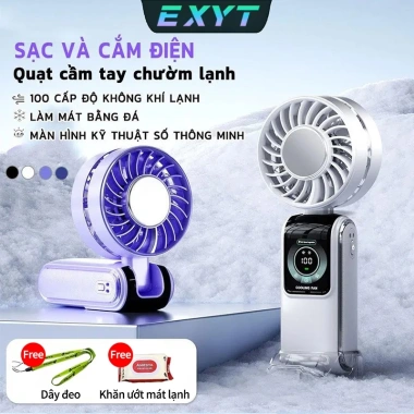 Quạt Năng Lượng Mặt Trời Mini Gập 4.000mAh Turbo Jet - Cầm Tay, Sạc Lại, Gió Mạnh 189.000