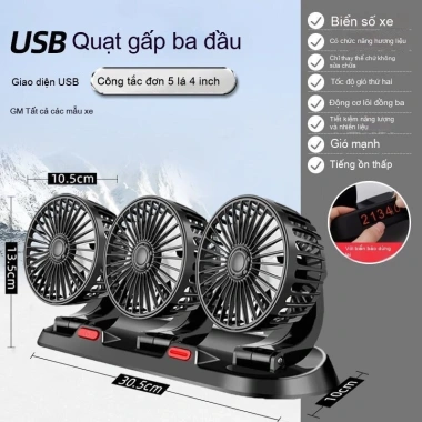 Quạt ô tô 12V/24V hai đầu USB - Làm mát nội thất, dùng cho xe tải, ô tô và nhà, giá 118.300 VND 12 Quạt ô tô 12V/24V hai đầu USB - Làm mát nội thất, dùng cho xe tải, ô tô và nhà, giá 118.300 VND 12