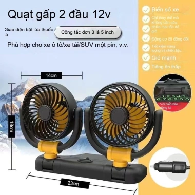Quạt ô tô 24V/12V cho xe tải, xe van, gió mạnh, làm mát yên tĩnh, USB kép 11 Quạt ô tô 24V/12V cho xe tải, xe van, gió mạnh, làm mát yên tĩnh, USB kép 11