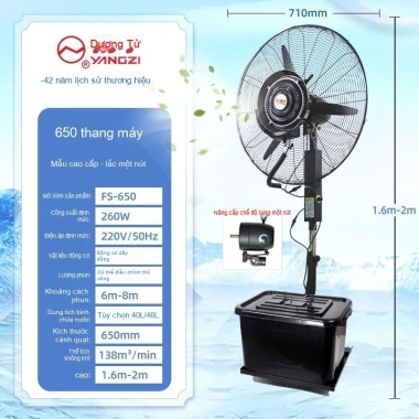 Quạt phun công nghiệp Yangzi 26inch, làm mát mạnh, điều hòa không khí, tạo độ ẩm - Giá 2.78 triệu 13 Quạt phun công nghiệp Yangzi 26inch, làm mát mạnh, điều hòa không khí, tạo độ ẩm - Giá 2.78 triệu 13