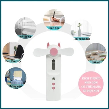 Quạt phun sương cầm tay mini 2 trong 1: chế độ quạt & sương mát, FREESHIP 98k 3 Quạt phun sương cầm tay mini 2 trong 1: chế độ quạt & sương mát, FREESHIP 98k 3