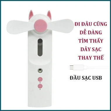Quạt phun sương cầm tay mini 2 trong 1: chế độ quạt & sương mát, FREESHIP 98k