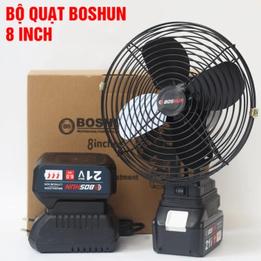 Quạt Pin Boshun 8 inch 2 Cấp Độ Gió 7 Tiếng Liên Tục, Chân Pin Phổ Thông, Giá 199k 2