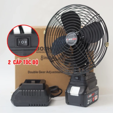 Quạt Pin Boshun 8 inch 2 Cấp Độ Gió 7 Tiếng Liên Tục, Chân Pin Phổ Thông, Giá 199k 3