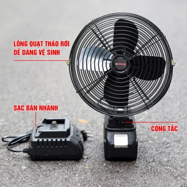 Quạt Pin Boshun 8 inch 2 Cấp Độ Gió 7 Tiếng Liên Tục, Chân Pin Phổ Thông, Giá 199k 4