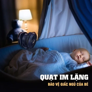 Quạt Sạc Mini Pin 30.000mAh GF07 - Kẹp Bàn, Xe Đẩy, Du Lịch, Bảo Hành 6 Tháng