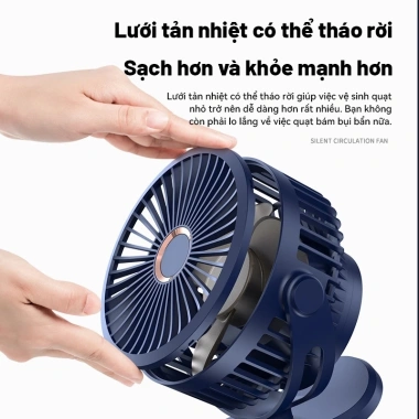 Quạt Sạc Mini Pin 30.000mAh GF07 - Kẹp Bàn, Xe Đẩy, Du Lịch, Bảo Hành 6 Tháng