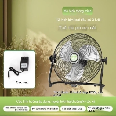 Quạt sạc năng lượng mặt trời công suất gió mạnh - Di động, yên tĩnh, pin lâu, phù hợp cắm trại, quầy hàng 12 Quạt sạc năng lượng mặt trời công suất gió mạnh - Di động, yên tĩnh, pin lâu, phù hợp cắm trại, quầy hàng 12
