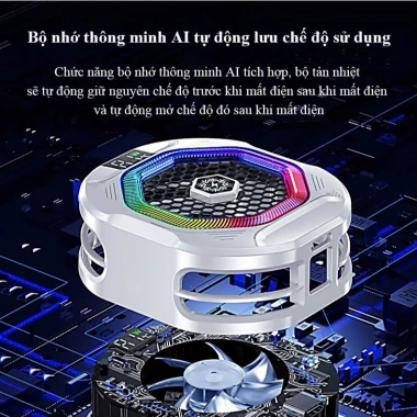 Quạt tản nhiệt điện thoại Kiri TH12 sò lạnh AI LED RGB Giảm 20% làm lạnh không tụt FPS 3