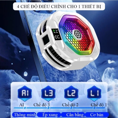 Quạt tản nhiệt điện thoại Kiri TH12 sò lạnh AI LED RGB Giảm 20% làm lạnh không tụt FPS 4