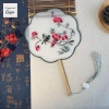 Quạt thêu Trung Quốc GOJO - Quạt cô dâu họa tiết hoa cầm tay, lụa mờ tua rua, giá 85.470₫