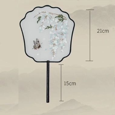 Quạt thêu Trung Quốc GOJO - Quạt cô dâu họa tiết hoa cầm tay, lụa mờ tua rua, giá 85.470₫
