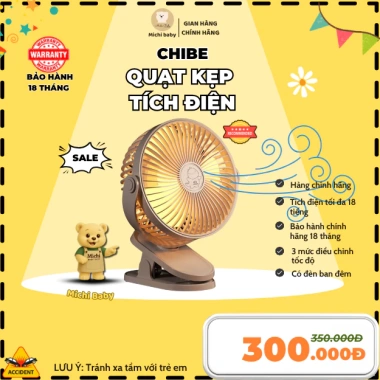 Quạt Tích Điện Chibe 6.000mAh, Đèn Nhỏ Gọn, Cầm Tay, Kẹp Xe Đẩy - Michi Baby MC623 300.000đ Quạt Tích Điện Chibe 6.000mAh, Đèn Nhỏ Gọn, Cầm Tay, Kẹp Xe Đẩy - Michi Baby MC623 300.000đ