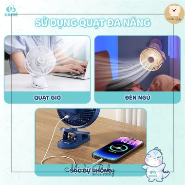 Quạt Tích Điện Chibe 6.000mAh, Đèn Nhỏ Gọn, Cầm Tay, Kẹp Xe Đẩy - Michi Baby MC623 300.000đ 8 Quạt Tích Điện Chibe 6.000mAh, Đèn Nhỏ Gọn, Cầm Tay, Kẹp Xe Đẩy - Michi Baby MC623 300.000đ 8