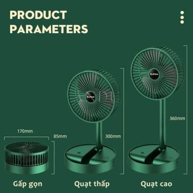 Quạt Tích Điện Để Bàn Gấp Gọn, Điều Chỉnh Độ Cao, 3 Tốc Độ, USB Sạc, Xoay 180 3 Quạt Tích Điện Để Bàn Gấp Gọn, Điều Chỉnh Độ Cao, 3 Tốc Độ, USB Sạc, Xoay 180 3