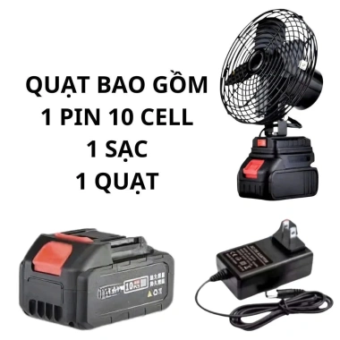 Quạt Tích Điện Đế Pin Để Bàn 2 Tốc Độ Gió, Chạy Liên Tục 6-8h Ưu đãi 798.000₫ 3
