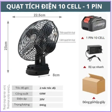 Quạt Tích Điện Mini Thái Hà 10 Cell Để Bàn - Làm Mát Cực Nhanh, Dùng Nhiều Giờ, Giá 125k 3