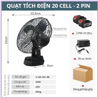 Quạt Tích Điện Mini Thái Hà 10 Cell Để Bàn - Làm Mát Cực Nhanh, Dùng Nhiều Giờ, Giá 125k 4