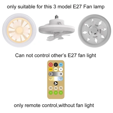 Quạt trần MIS E27 đèn LED, điều khiển từ xa IR - Tiết kiệm năng lượng