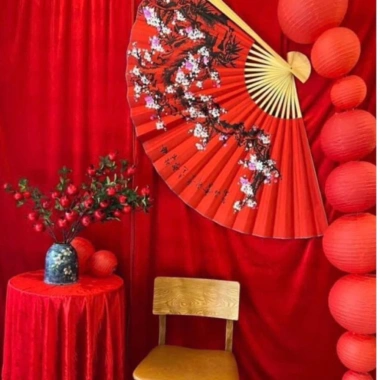 Quạt Trang Trí Tết Hoa Đào Cổ - Thiết Kế Sang Trọng, Giảm Giá Đến 150.000đ