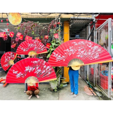 Quạt Trang Trí Tết Hoa Đào Cổ - Thiết Kế Sang Trọng, Giảm Giá Đến 150.000đ