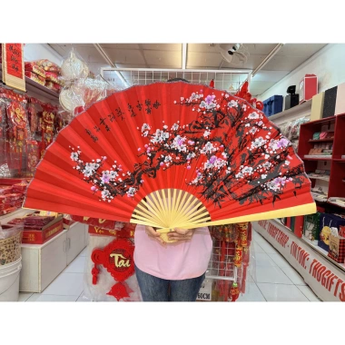 Quạt Trang Trí Tết Hoa Đào Cổ - Thiết Kế Sang Trọng, Giảm Giá Đến 150.000đ