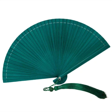 Quạt tre màu trơn FUHUIOT gấp tua rua Trung Quốc, quạt cầm tay sườn xám, giá ưu đãi 119.130 VND