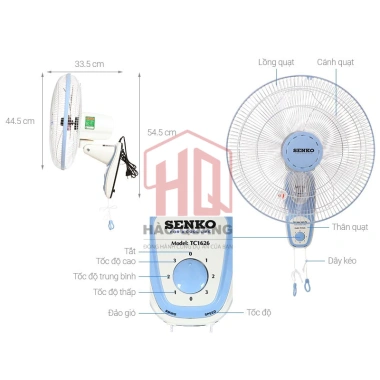 Quạt Treo Tường 2 Dây Senko TC1.626 – Gió Mạnh, Êm Ái, Ngẫu Nghiên, Giá 423.852 VND 3