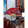 Quạt treo tường cỡ lớn - Quạt giấy in hình cành đào đón xuân, giảm giá 149.000 10