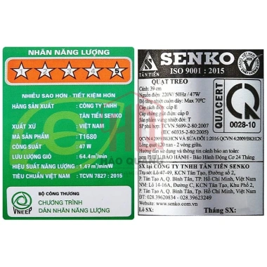 Quạt Treo Tường Senko T1.680 Chính Hãng 3 Tốc Độ Gió Mạnh Êm Ái Giá 377.120₫ 9